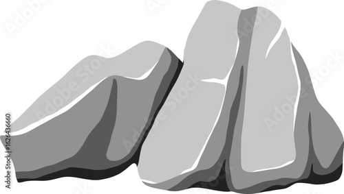 Stylized Grey Rocks Isolated Illustration - Natural Stone Graphic Element