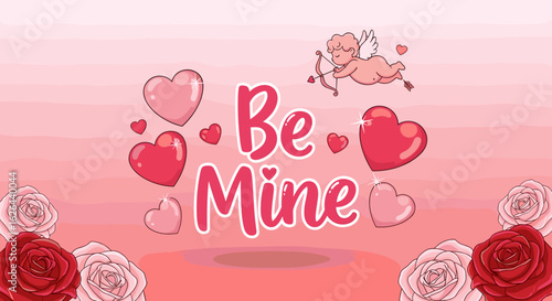 Be Mine Valentine's Day Romantic Hearts and Roses Decoration