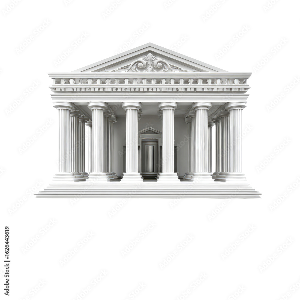 Obraz premium White classical building facade, columns, and pediment