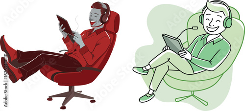Flat illustration of a man relaxing 