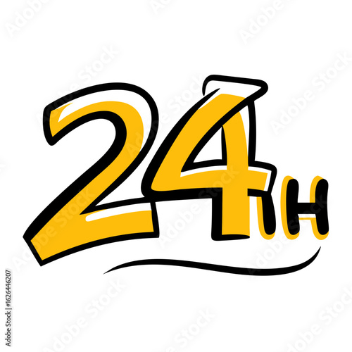 24 Hour Restaurant hand drawing icon for web and graphic design