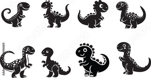 Cute Dinosaur Silhouette – Cartoon Animal Vector for Kids