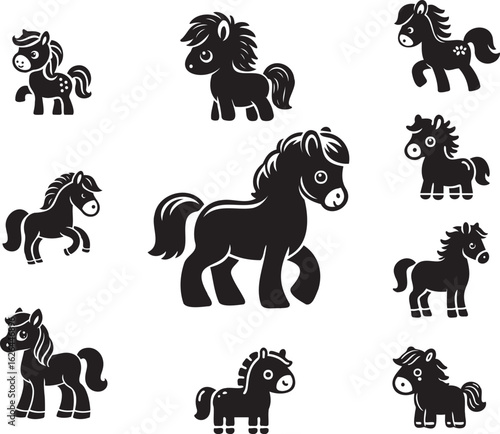Cartoon Horse Silhouette – Kids Animal Vector Design