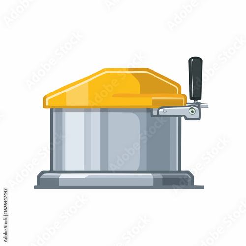 Metal Beer Keg Container with Yellow Top and Black Tap Handle Illustration