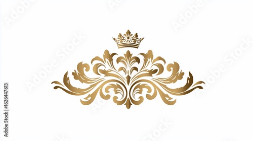 Ornate gold crown emblem on white