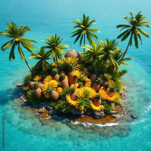 tropical island with palm trees