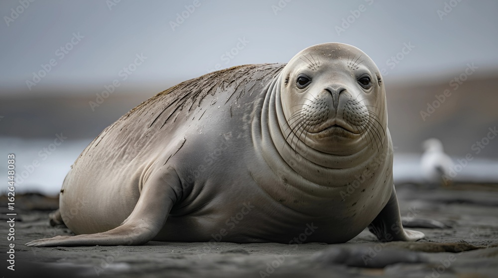 Obraz premium Closeup shot photograph of seal, animal, seal, horizontal, photography, cute, no people, animal wildlife, animals in the wild, elephant seal, 