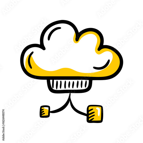 Cloud Hosting Server hand drawing icon for web and graphic design