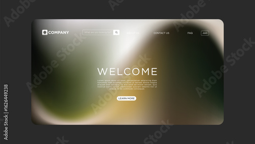 Modern website template with elegant blur background for business and welcoming message to new visitors
