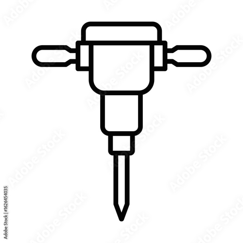 A black and white drawing of a drill bit. The drill bit is pointed and has a handle on each end. Editable Stroke.