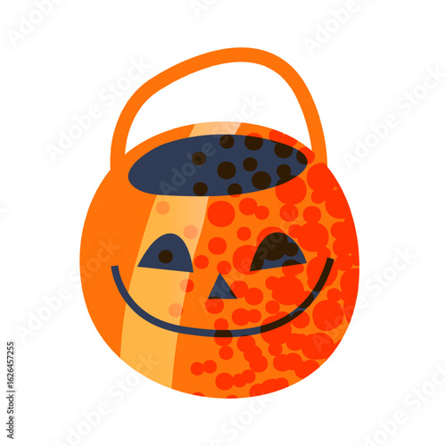 Halloween pumpkin with carved smiling face. Cartoon vector illustration isolated on transparent background.