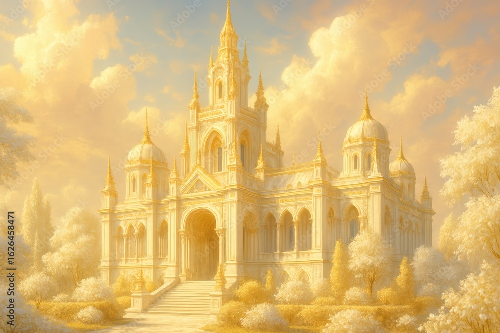 Obraz premium A majestic golden temple surrounded by divine light
