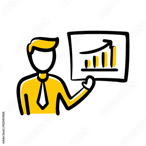 Presentation hand drawing icon for web and graphic design