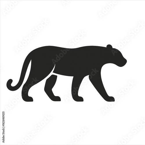 Silhouette of a Panther Walking Black Wild Cat Animal Icon Simple Vector Illustration Design