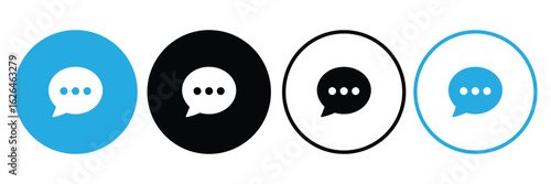 text message icon set vector on white background. chat, message, text, bubbles, speech, talk, messaging, flat, dot, user, conversation, app, private, software, website, symbol.