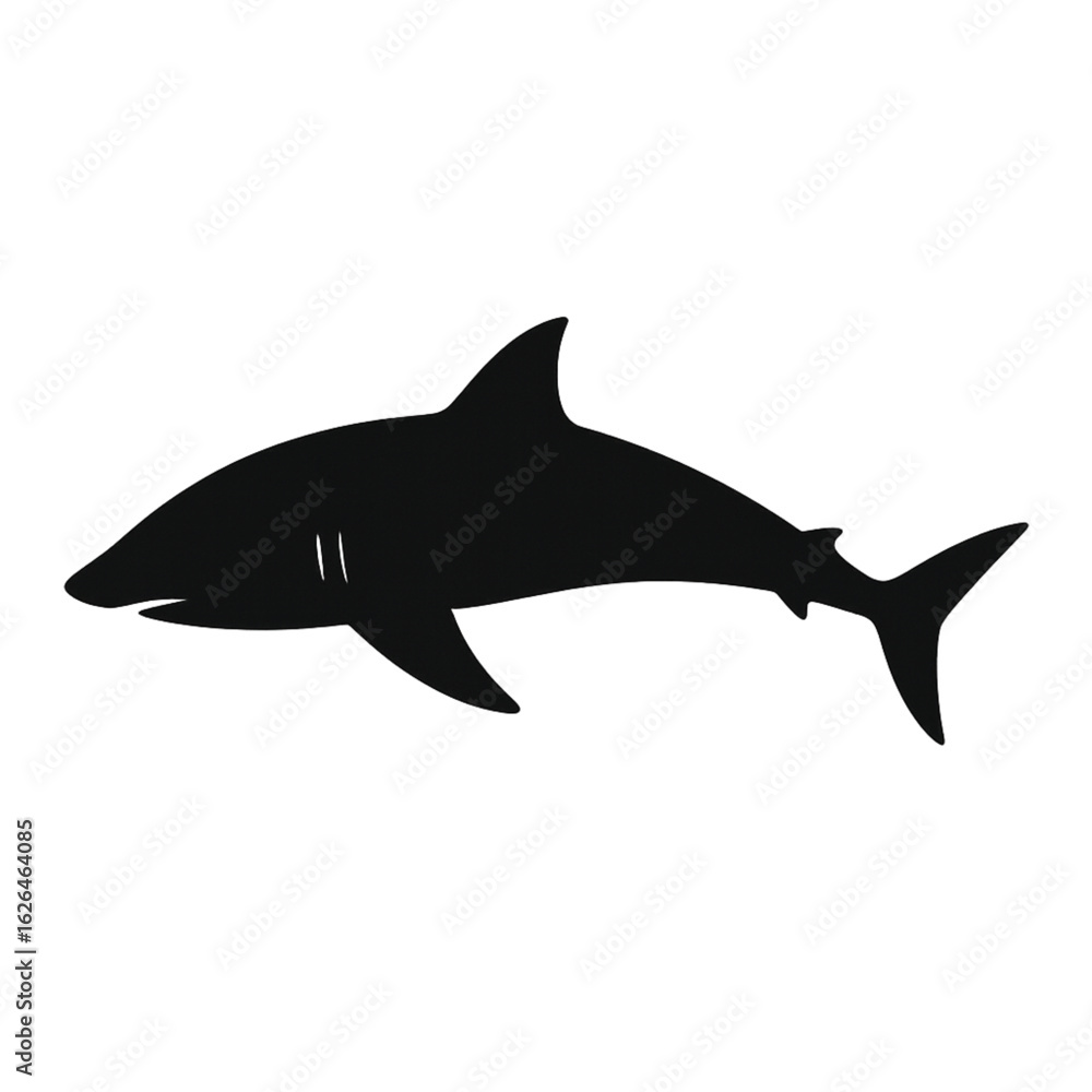 Silhouette of a shark swimming underwater ocean sea marine life predator fish wildlife animal aquatic creature vector illustration