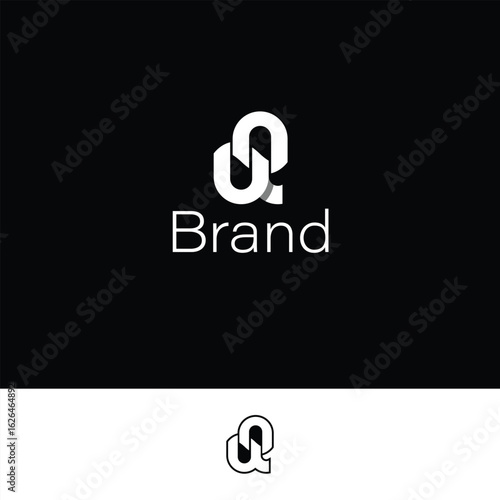 Letter Q or QQ Interlocked Monogram isolated with white and black background. 