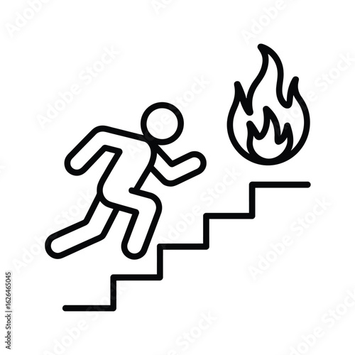 Person running upstairs away from fire escape route symbol