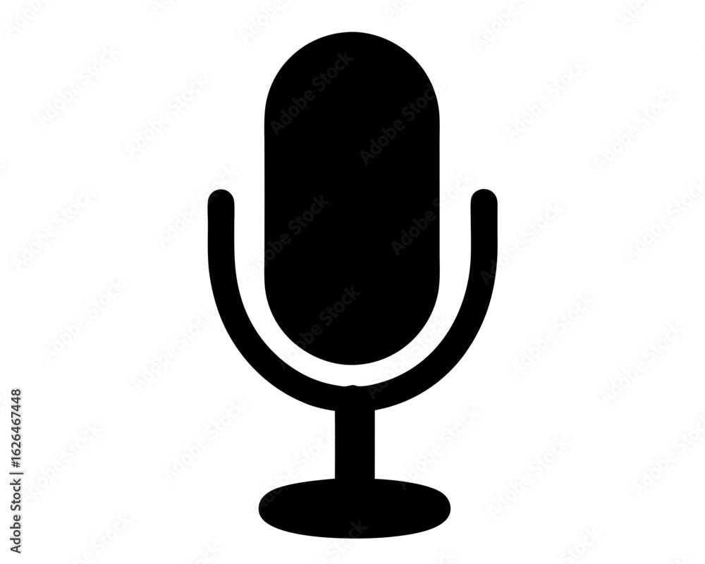 Simple black and white retro microphone icon for podcasting and recording Simple black and white retro microphone icon for podcasting and recording