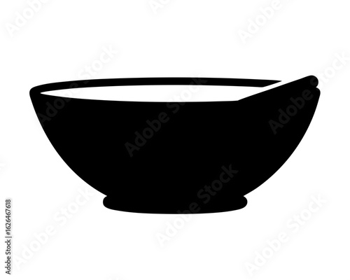 Isolated silhouette of a bowl, cooking equipment, kitchen utensil, tableware item