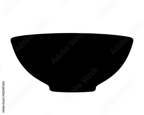 Simple Black Silhouette of a Bowl or Cup on a White Background