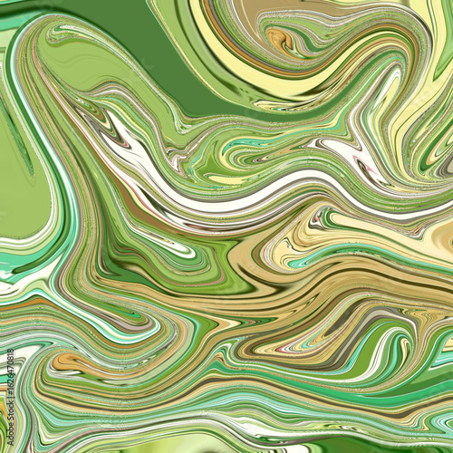 Swirling green and brown marbled abstract with nature-inspired tones. Great for eco-friendly themes, digital art, and organic branding. 