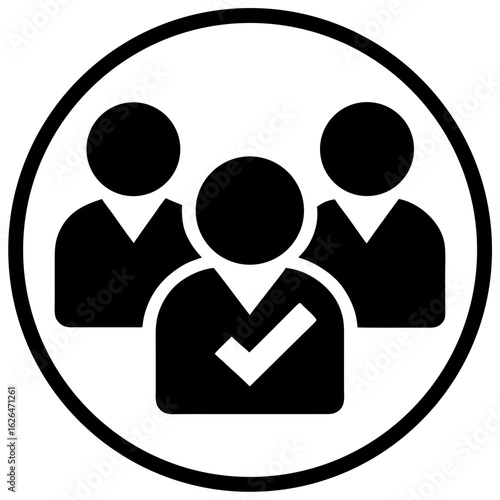 Team selection group checkmark people member circle user silhouette vector illustration