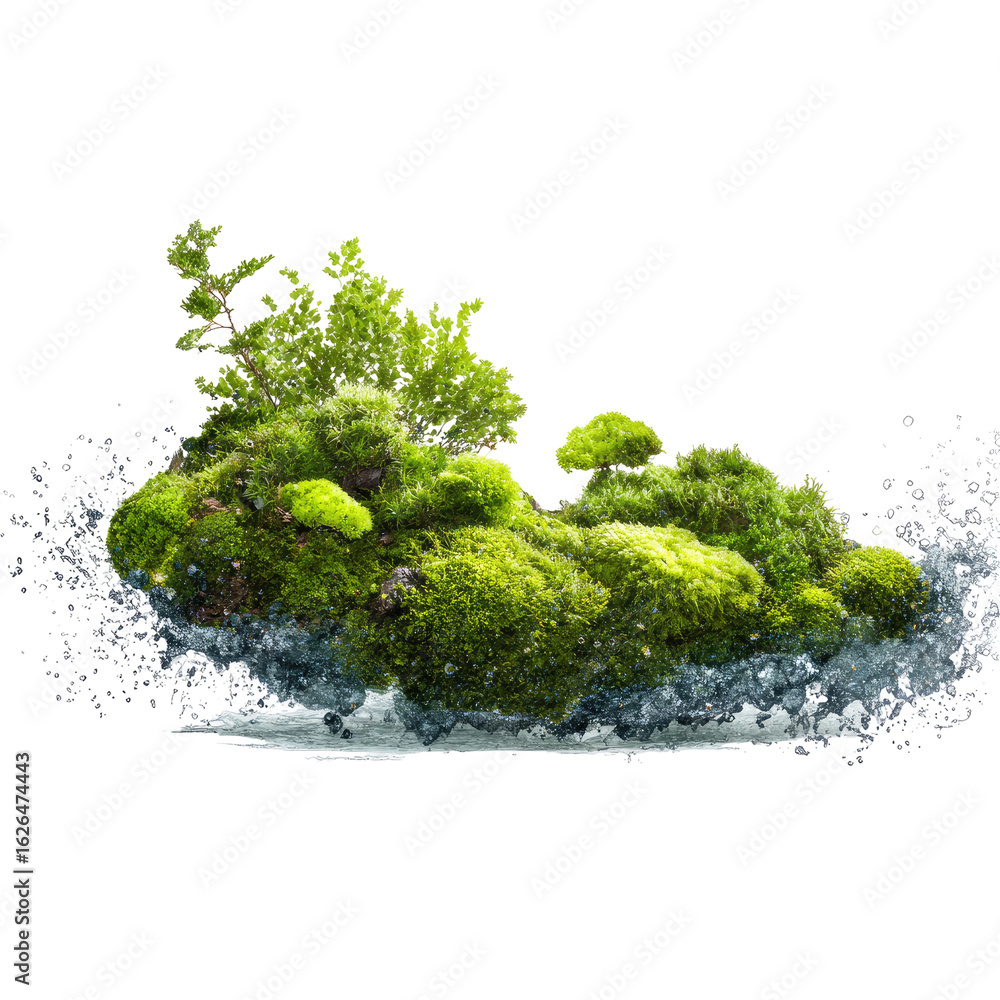 Fototapeta premium Lush moss island rising from water