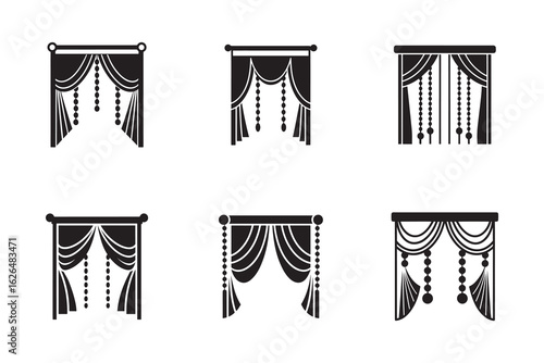 Elegant Black and White Curtain Collection Set Window Dressing Ideas for Interior Design Inspiration