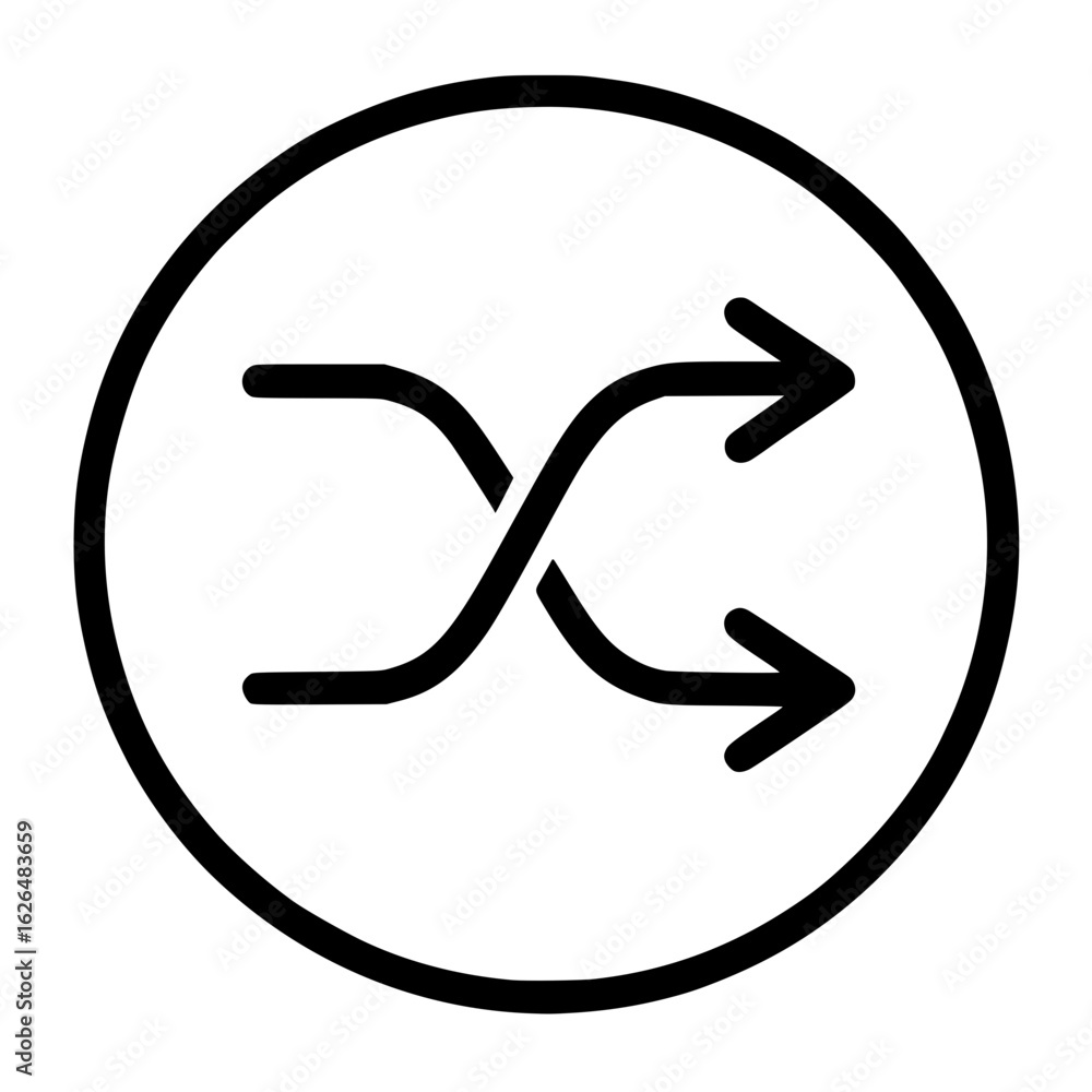 Shuffle Icon Showing Two Curved Arrows Crossing in a Circle Shuffle Icon Showing Two Curved Arrows Crossing in a Circle