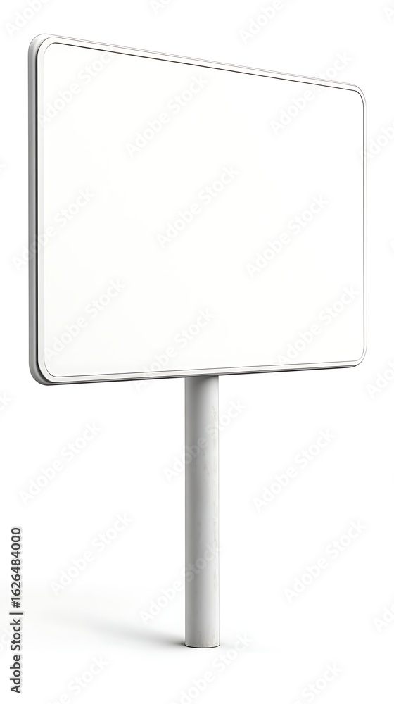 Blank white rectangular billboard on a simple white pole Blank white rectangular billboard on a simple white pole