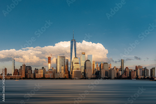Golden Hour Skyline of Lower Manhattan with One World Trade Center