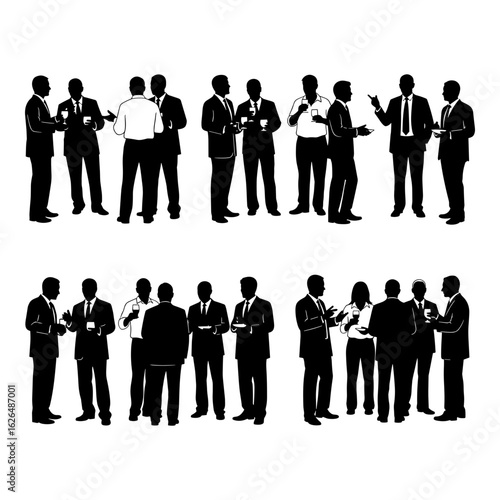 Business People Silhouettes Networking and Socializing
