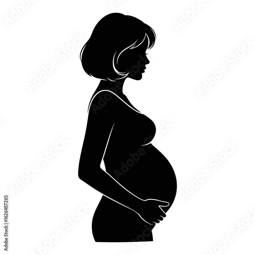 Silhouette of a pregnant woman holding her belly