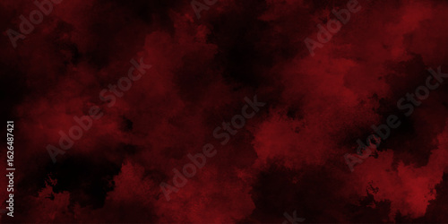 Watercolor marble pattern design. Paint brush strokes. Fire red texture. Smoke overlays black and red background. Vintage retro red background. Red vapor on black background. Red smoky clouds.	