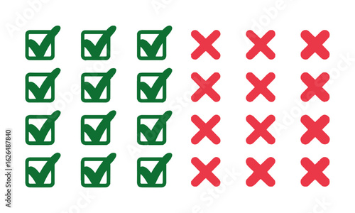Scalable vector illustration consisting of hand-drawn check marks and cross marks, hand-drawn checkbox, examination mark and checklist marks, easily editable.