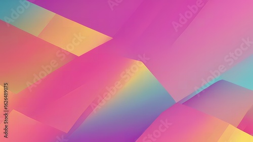 Abstract geometric shapes with vibrant pink yellow and teal color gradients smooth surfaces