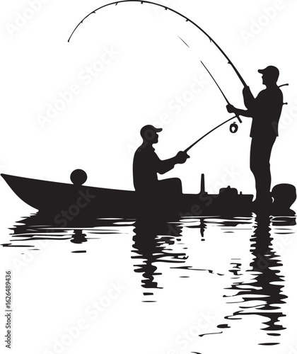 Fishing Silhouette Boat Scene SVG
Fishermen Catching Fish Clipart
Lake Fishing Silhouette Vector Art