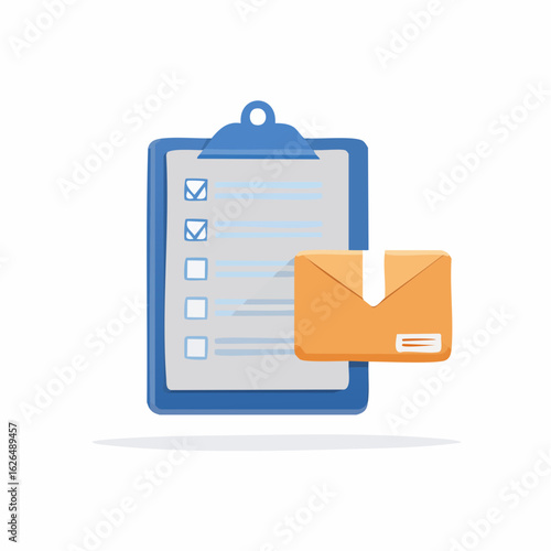 Logistics checklist on a clipboard with a shipping package for order fulfillment