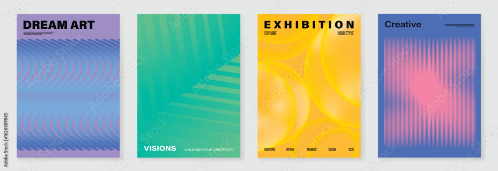 custom made wallpaper toronto digitalModern gradient poster background vector set. Minimalist cover template with vibrant perspective geometric shapes different. Ideal design for social media, cover, banner, flyer.