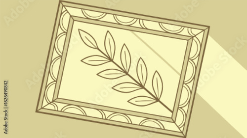 Ornate frame with leaf imprint and subtle glow vector