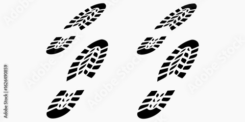 footprint shoe sole tracking path on transparent background, shoe footprint path vector illustration