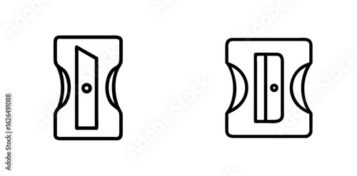 Pencil Sharpener School and Stationery Line Icons Set