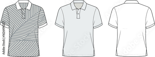 Men’s jogger pants technical flat sketch, front side back view, fashion vector template, casual sweatpants design, clothing mockup, stylish trousers outline illustration