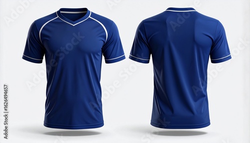 Blue football jersey design shown on clean studio background