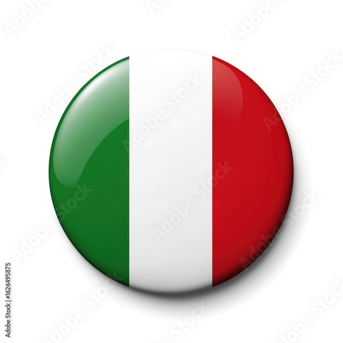 Vibrant round button with Italian flag colors green, white, red. Glossy finish, circular shape, national symbol. Centralized on white background, border of red, green. National emblem, icon, graphic Free Download Vibrant round button with Italian flag colors green, white, red. Glossy finish, circular shape, national symbol. Centralized on white background, border of red, green. National emblem, icon, graphic - GFXLoad