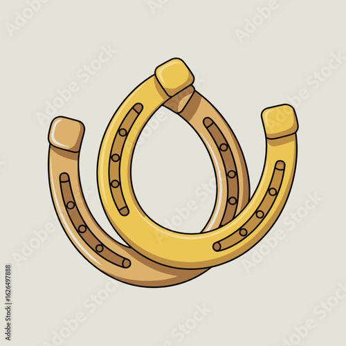 Two golden horseshoes crossed in a lucky charm symbol