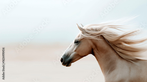 Wallpaper Mural Elegant palomino horse with flowing mane running freely against soft pastel background Torontodigital.ca