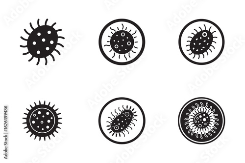 Vector illustration of various virus and bacteria in black and white perfect for education and medical designs