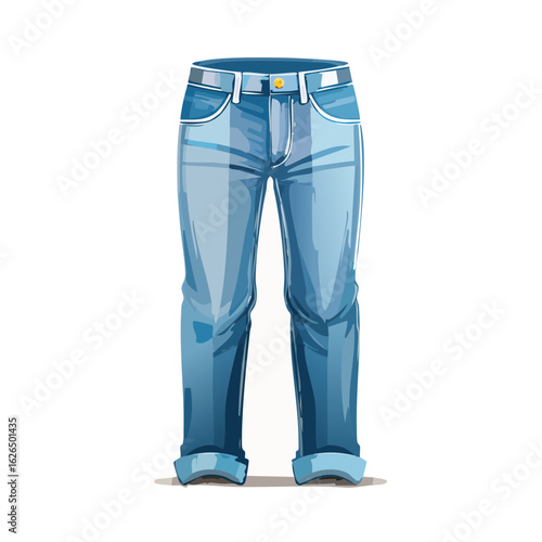 Casual blue jeans design fashion clothing denim garment pants illustration apparel outfit vector graphics